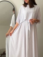 پیراهن سپیدار | ست پیراهن ساحلی دو تکه نخی | پیراهن آستین حلقه + رویه - Image 6